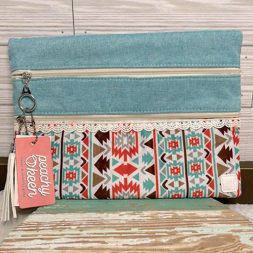 PEACHY KEEN Cabana Versi Bag, Double Zip Cosmetic Tote
